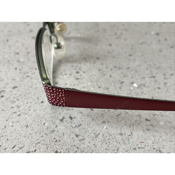 SMART CLIP Eyeglasses Frames ONLY 300 47-19-140 Burgundy/Lime Half Rim red - Picture 4 of 13